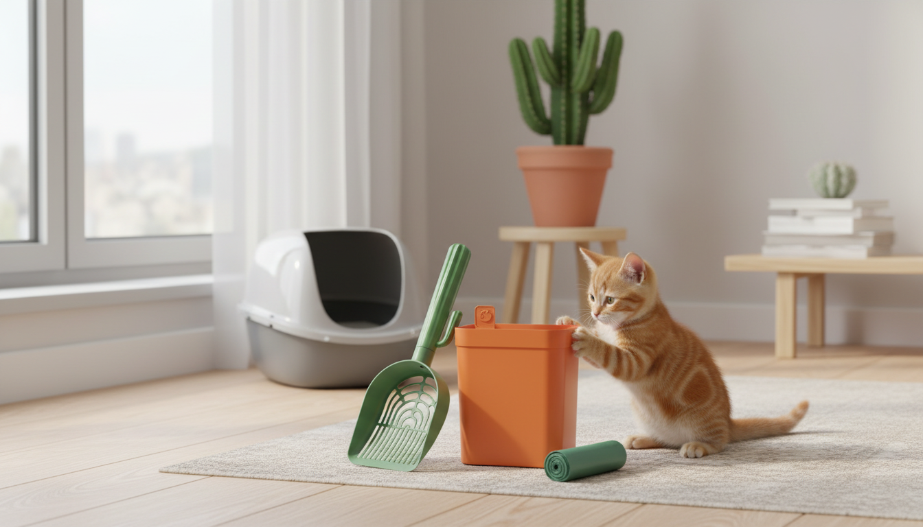 Cactus Litter Scooper + Holder for Cleaner Daily Scoops