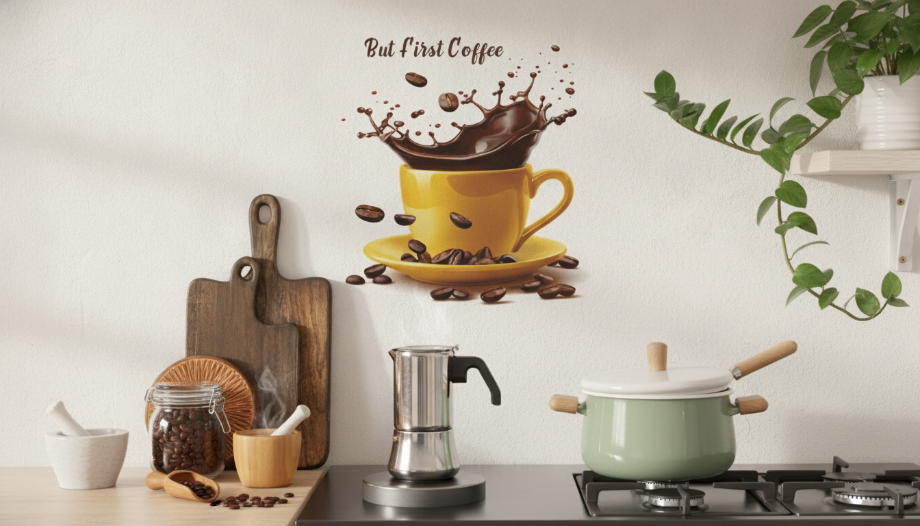 Coffee Cups Wall Decal: Instant Café Corner Upgrade