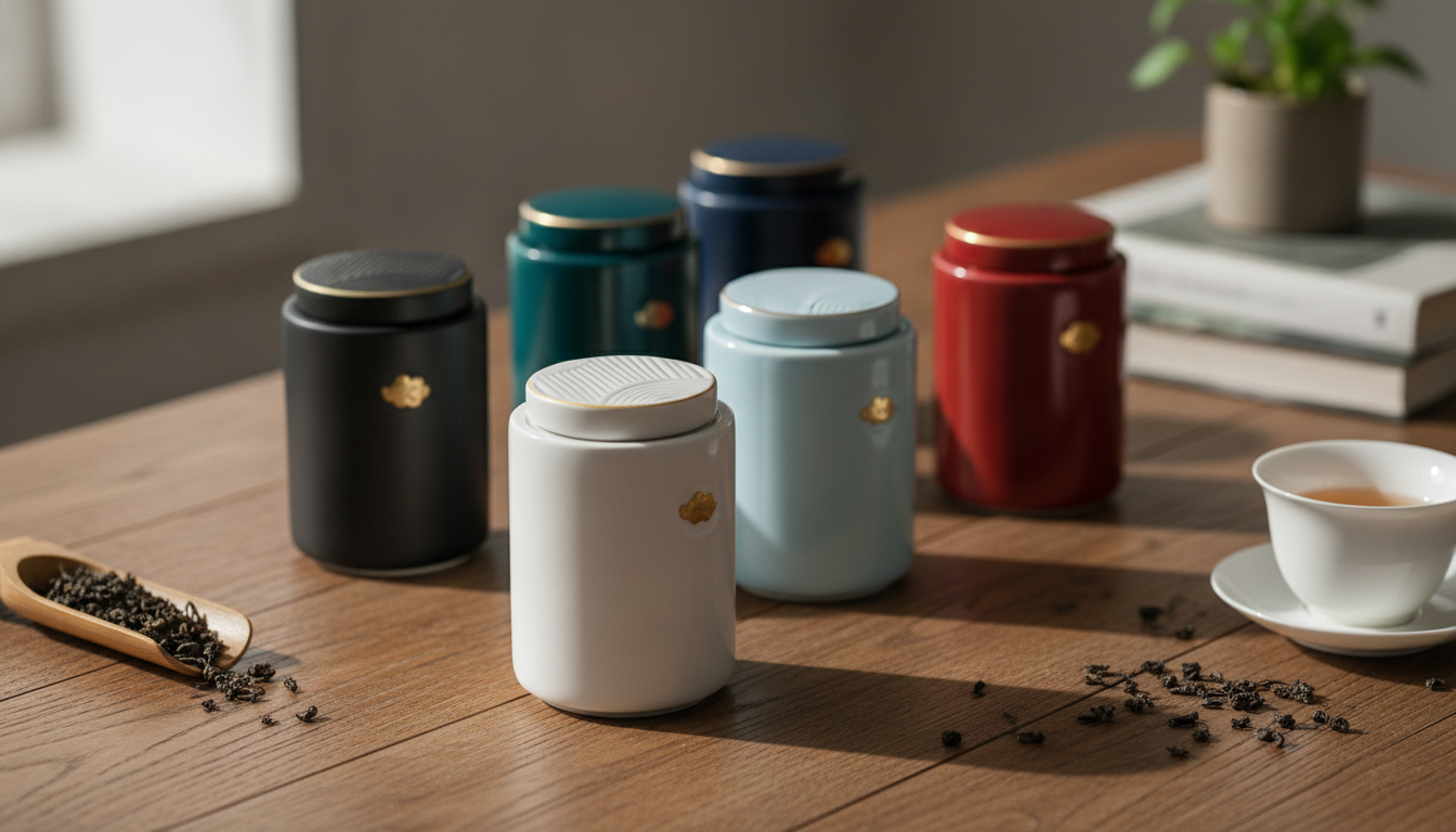 Gold Cloud Ceramic Tea Canister With Sealed Lid
