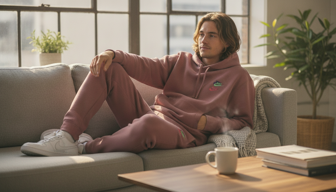 Nike Men’s Pink Sweatshirt with Print: Style & Comfort