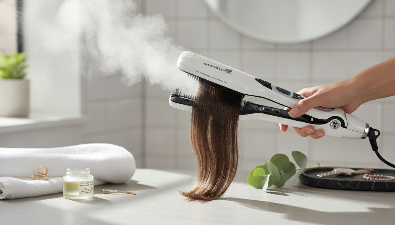 Steam Straightener Brush: Ceramic + Ionic Smooth Finish
