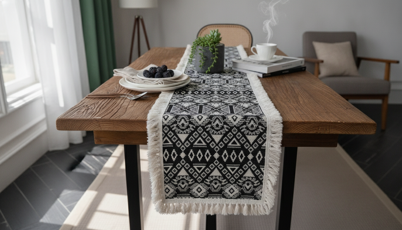 Style a Black & White Jacquard Runner with Tassels