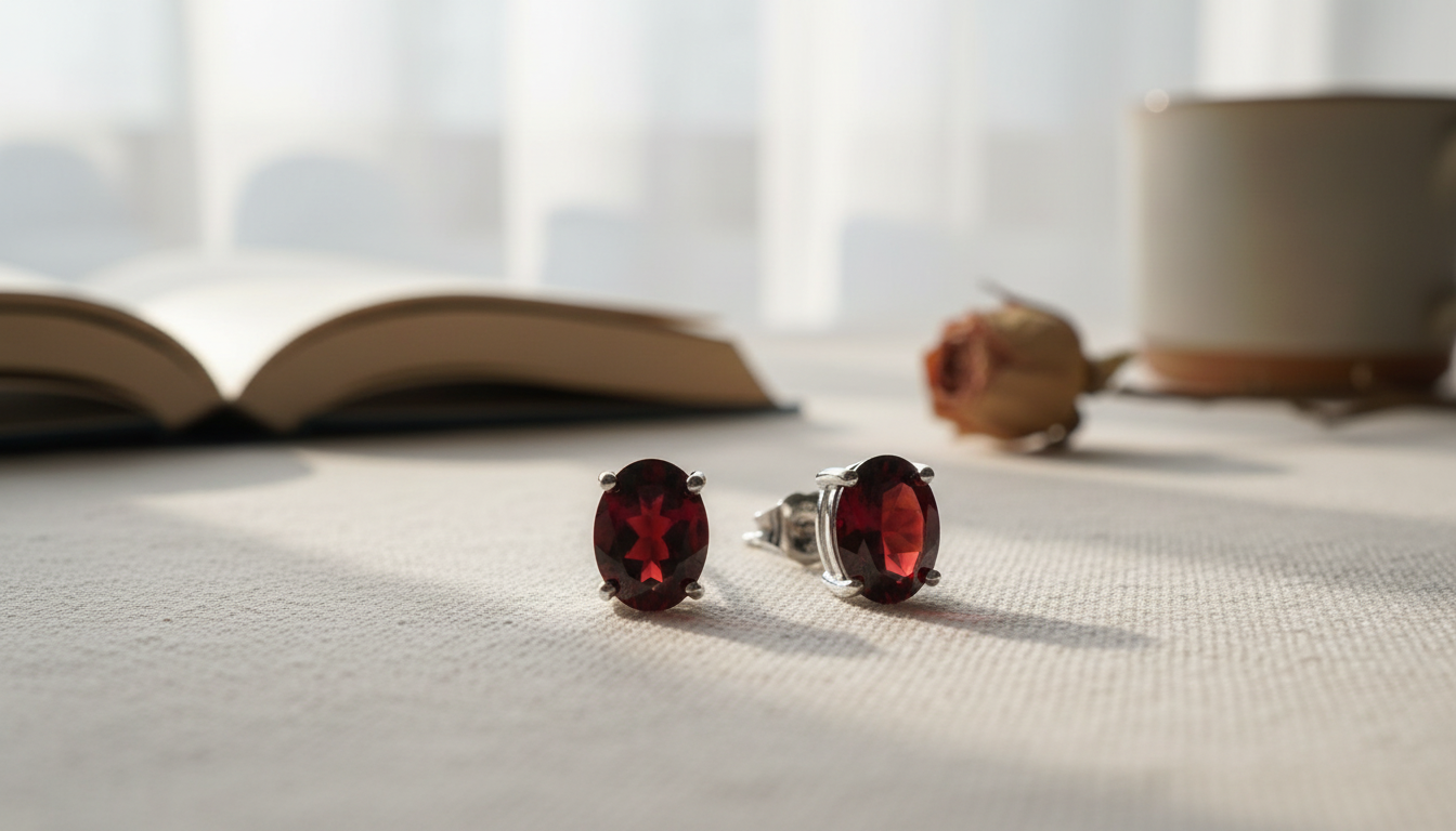 Oval Red Garnet Stud Earrings 2.00Ct 14K White Gold for Women Guide