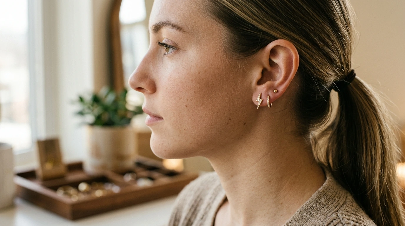 Tiny Moissanite Lightning Stud Earrings: Everyday Edge