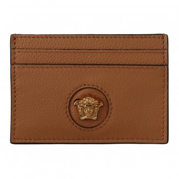 Versace Medusa Head Brown Calf Leather Card Holder